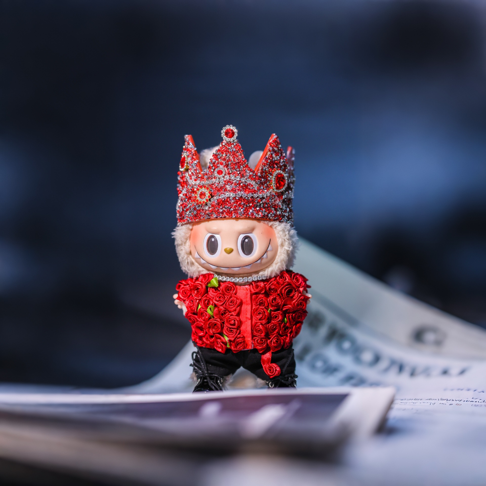 Labubu clothes - G Dragon Concert Style Red Rose Suit - Image 2