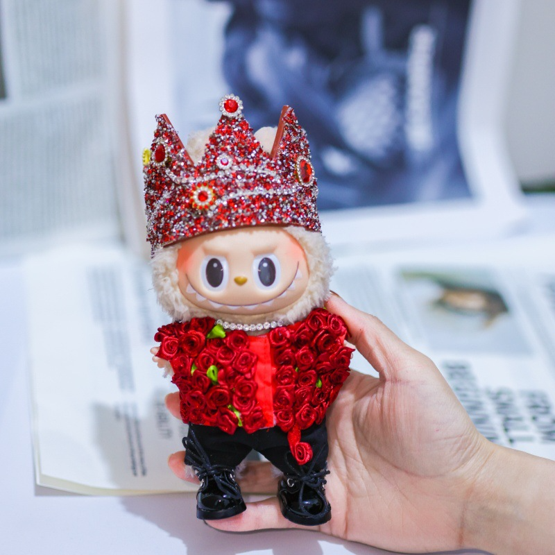 Labubu clothes - G Dragon Concert Style Red Rose Suit - Image 4