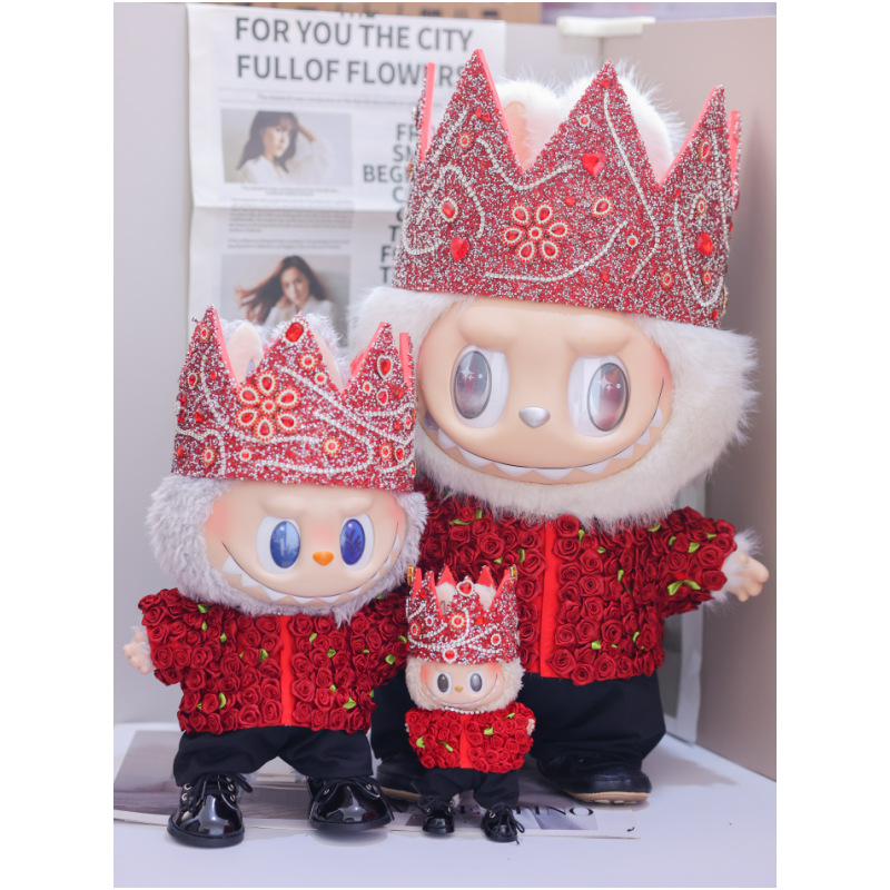 Labubu clothes - G Dragon Concert Style Red Rose Suit - Image 5