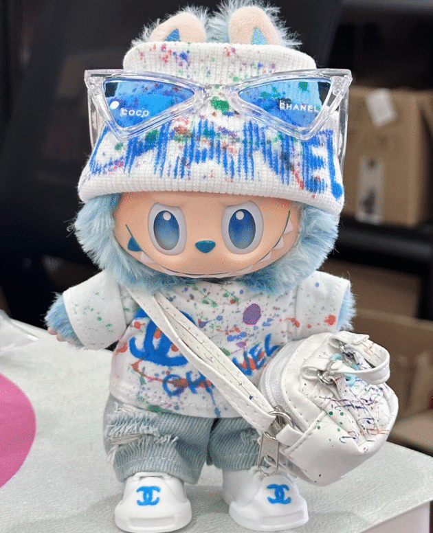 Labubu Clothes - Blue Ink-Splashing Suit