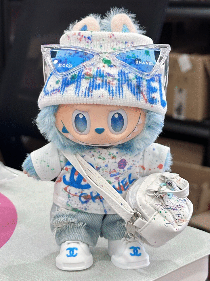 Labubu Clothes - Blue Ink-Splashing Suit
