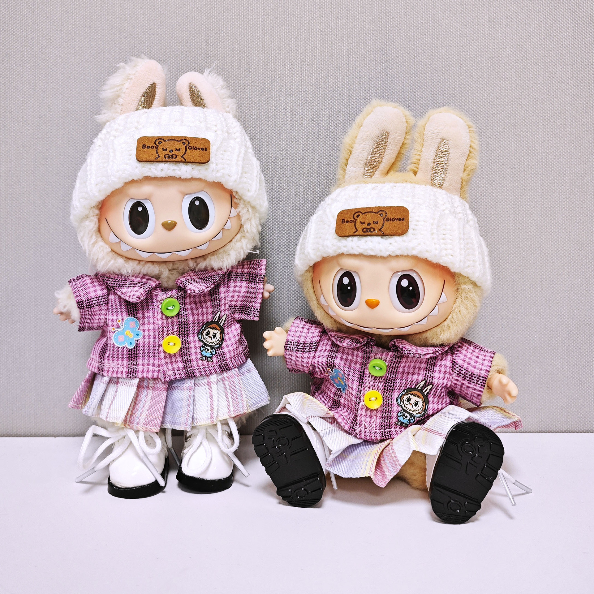 Labubu Clothes - Plaid Shirt Overalls Suit for 17CM Doll - Image 5
