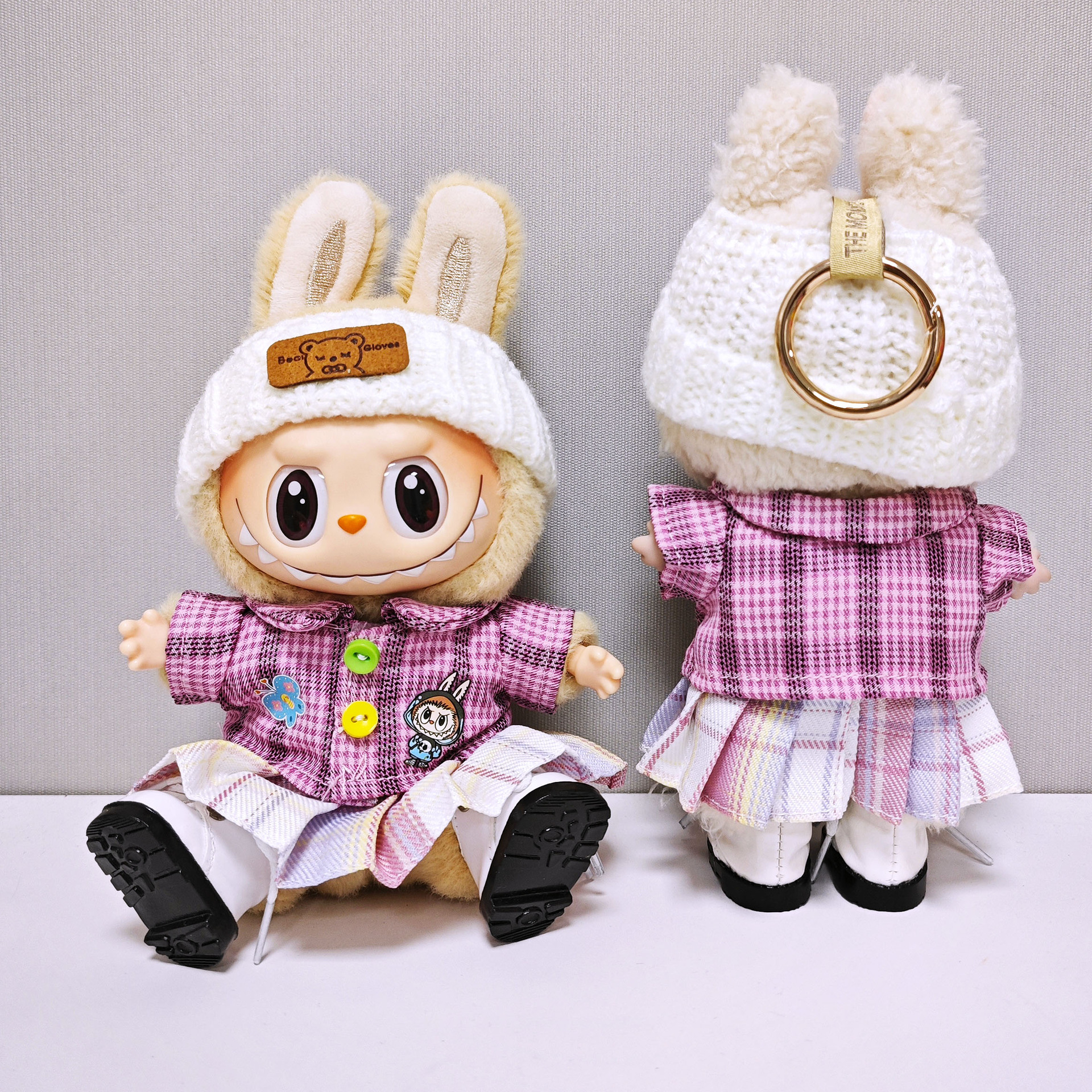 Labubu Clothes - Plaid Shirt Overalls Suit for 17CM Doll - Image 6