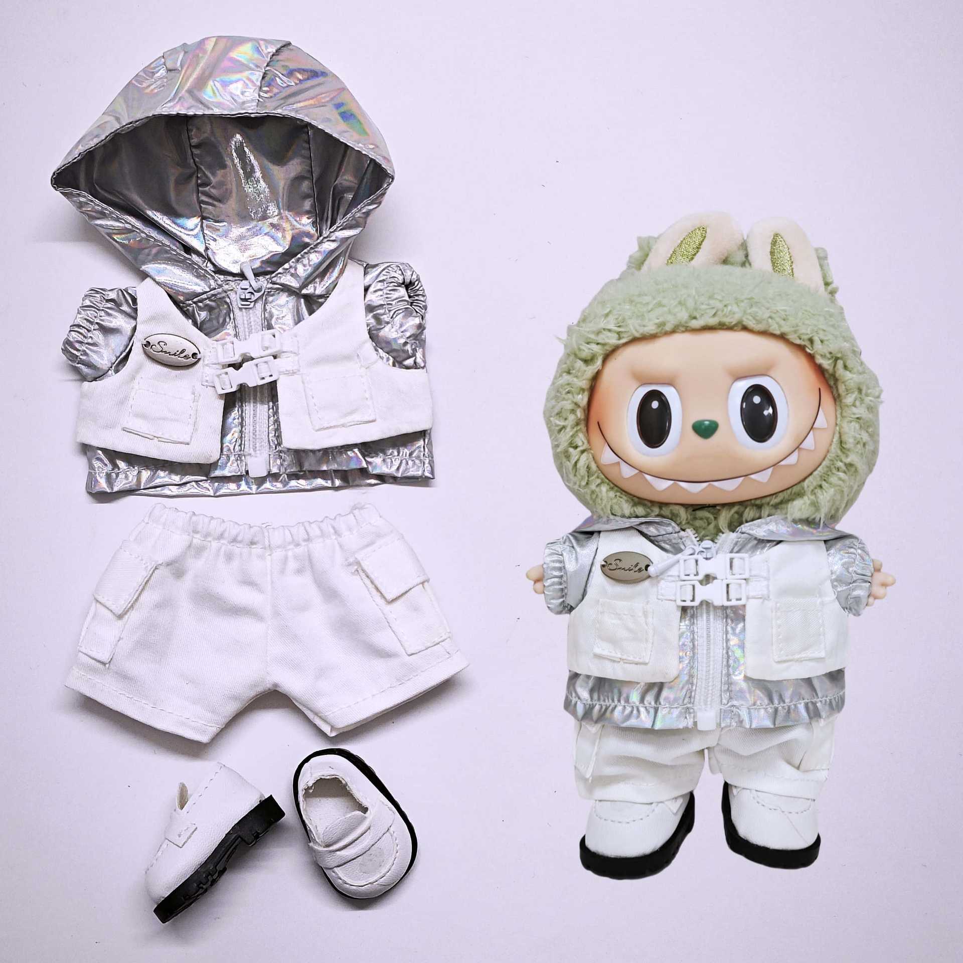 Labubu Clothes - Silver Trench Coat Suit for 17CM Doll - Image 6